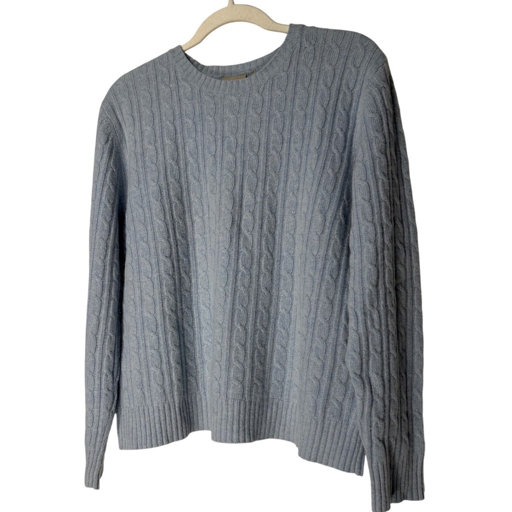 Fieldgear Light Blue Cable Knit Lambswool Rabbit Hair Sweater Australia Womens L